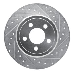 Chrysler 300 Brake Rotor (1) - Rear Right - R1 Concepts - Drilled & Slotted - Silver - `05-`23